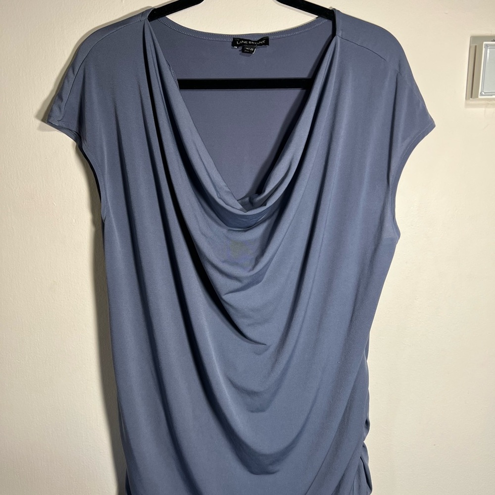 Lane Bryant Soft Blue Cowl Neck Blouse
